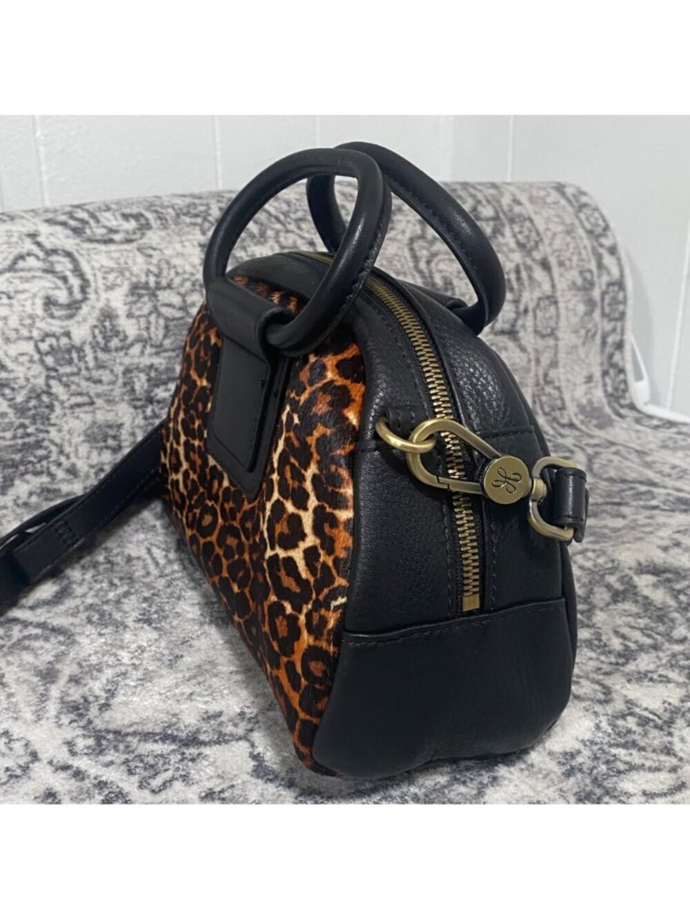 NEW HOBO Sheila Genuine Calf Hair & Leather Leopard Satchel - Picture 2 of 9